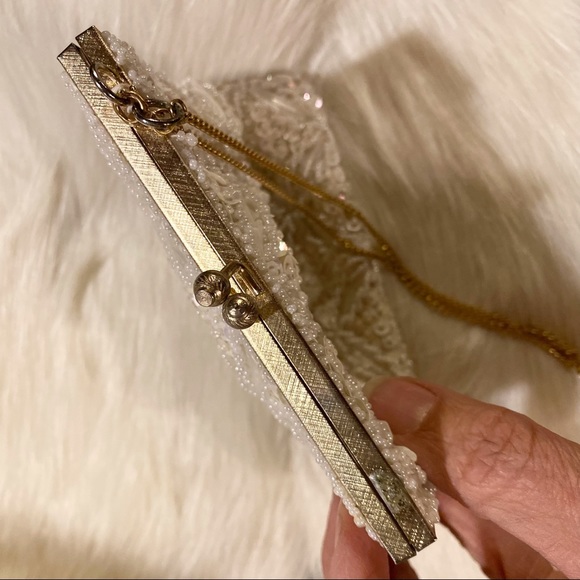 *SOLD* Exquisite Vintage Ivory Beaded Purse Evening Bag - Picture 7 of 8